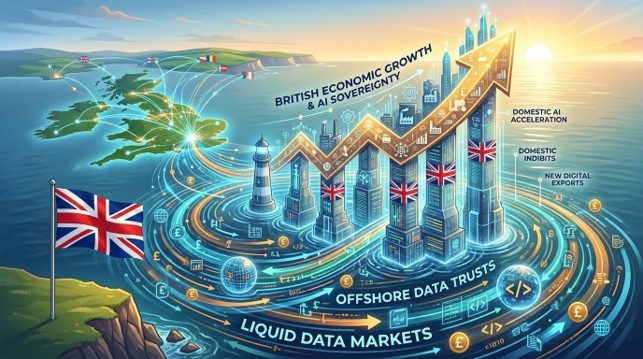 Abstract visualisation of offshore data fiduciary structures connecting international data flows